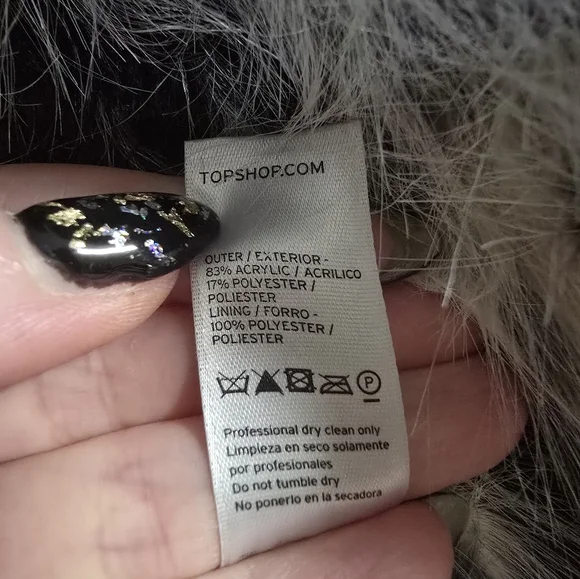 Topshop Vintage Black And White Faux Fur Coat Excellent Condition Size 4 - Picture 5 of 8